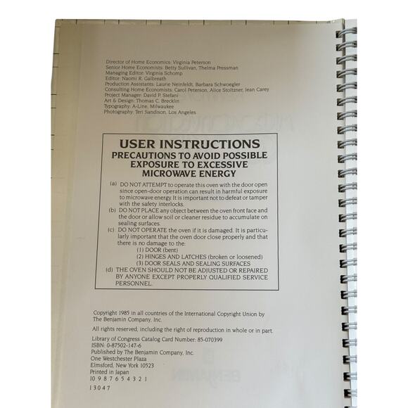 Kenmore Micro Convection Cooking Cookbook Sears 13047 1985 Spiral Bound Recipes - Picture 3 of 7